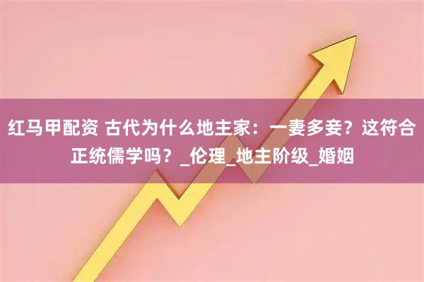 红马甲配资 古代为什么地主家：一妻多妾？这符合正统儒学吗？_伦理_地主阶级_婚姻