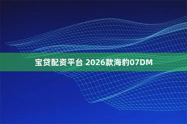 宝贷配资平台 2026款海豹07DM